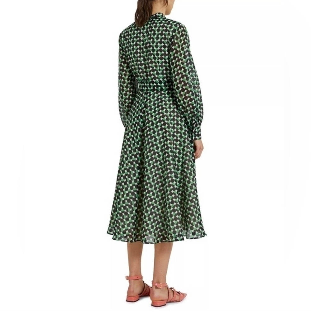 Marella Green Polka Dot Long Sleeve Lined Dress Size 2 - Picture 12 of 12